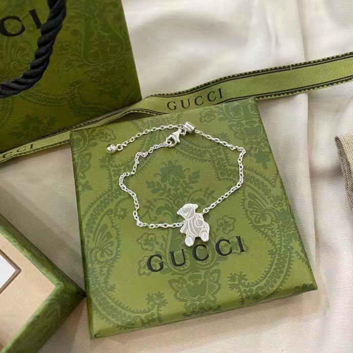 Gucci 925 Silver Teddy Bear Bracelet